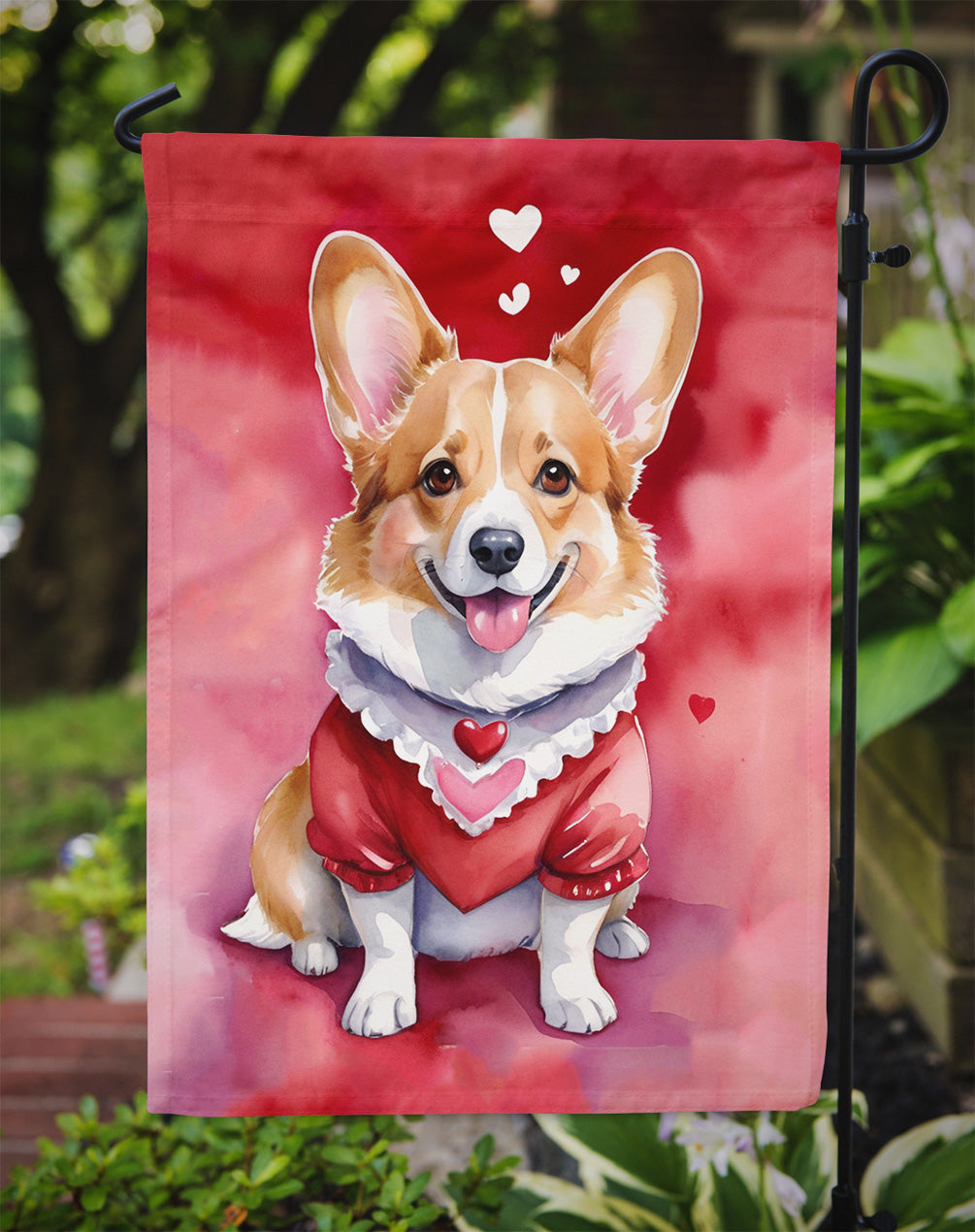 Corgi My Valentine Garden Flag Mailbox Decorative Yard Banner Outside Patio Artwork for Flower Beds, Garden Size, Multicolor