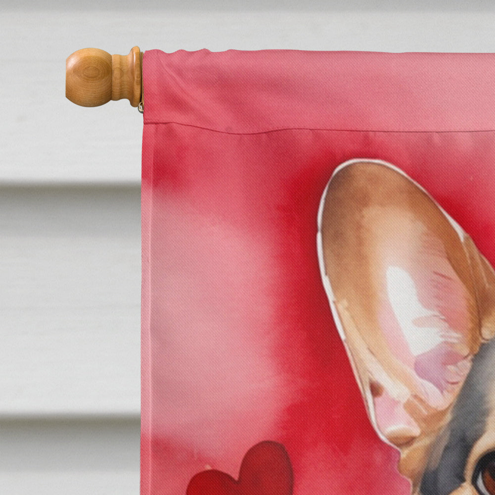 Corgi My Valentine House Flag 28x40 Porch Sleeve Pole Decorative Outside Yard Banner Artwork Wall Hanging, Polyester