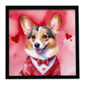 Corgi My Valentine Framed Metal Print Bathroom, Kitchen, Office, Home Decor Wall Art Ready to Hang, Square, 8X8
