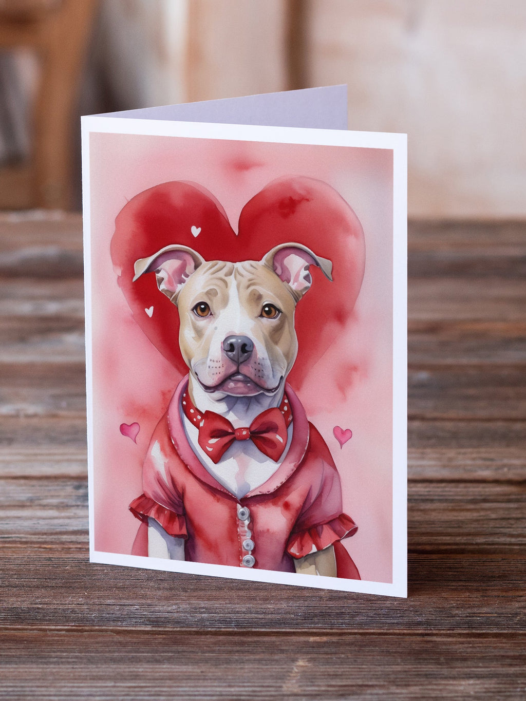 Pit Bull Terrier My Valentine Greeting Cards Pack of 8 Blank Cards with Envelopes Whimsical A7 Size 5x7