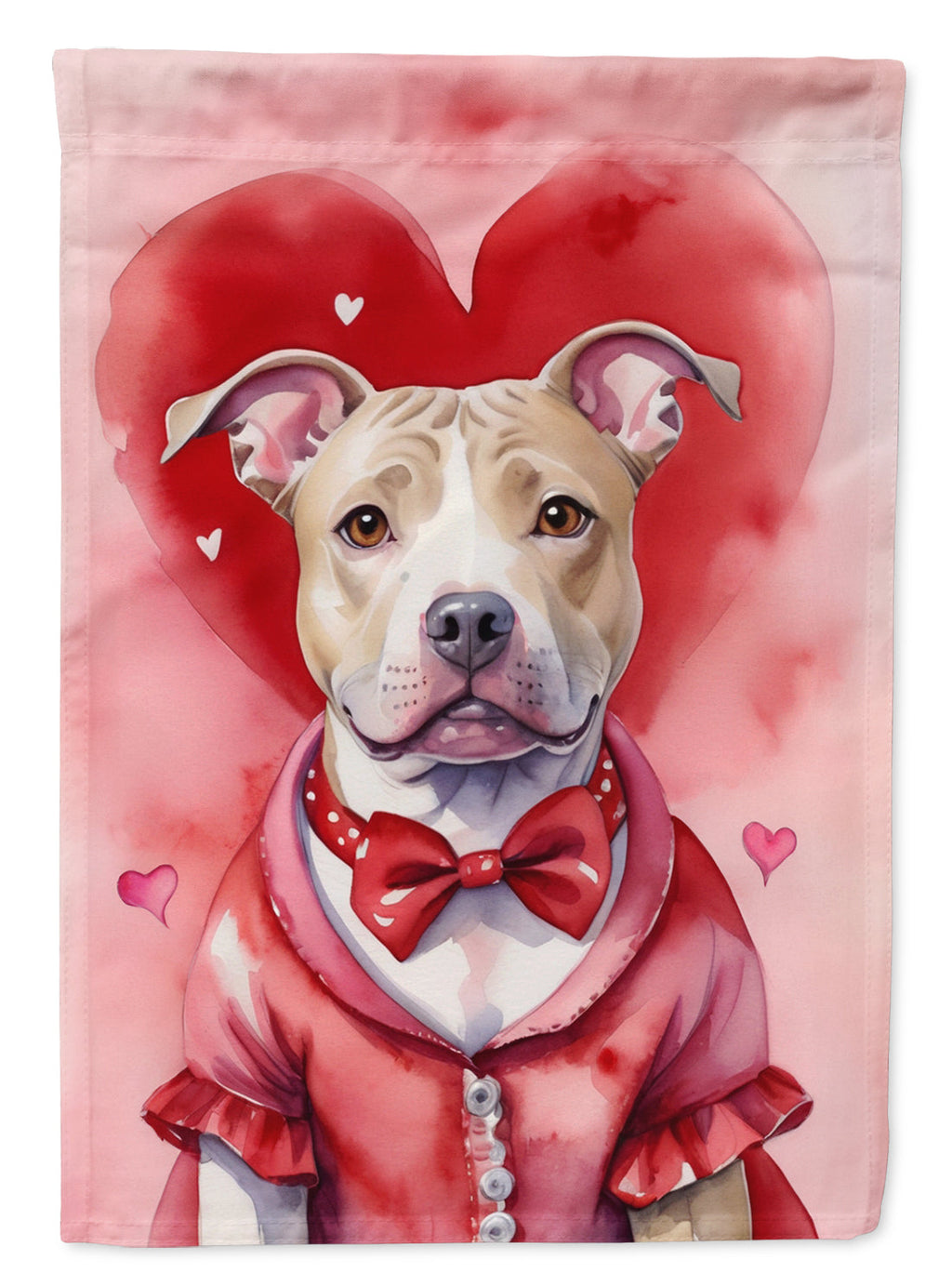 Pit Bull Terrier My Valentine Garden Flag Mailbox Decorative Yard Banner Outside Patio Artwork for Flower Beds, Garden Size, Multicolor