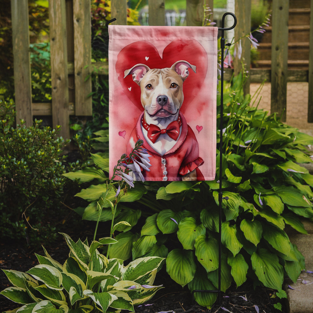 Pit Bull Terrier My Valentine Garden Flag Mailbox Decorative Yard Banner Outside Patio Artwork for Flower Beds, Garden Size, Multicolor