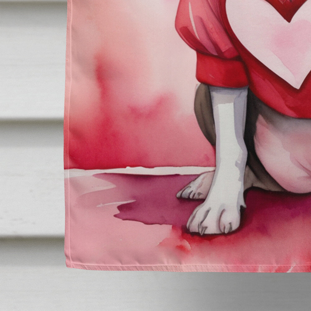 Pit Bull Terrier My Valentine House Flag 28x40 Porch Sleeve Pole Decorative Outside Yard Banner Artwork Wall Hanging, Polyester