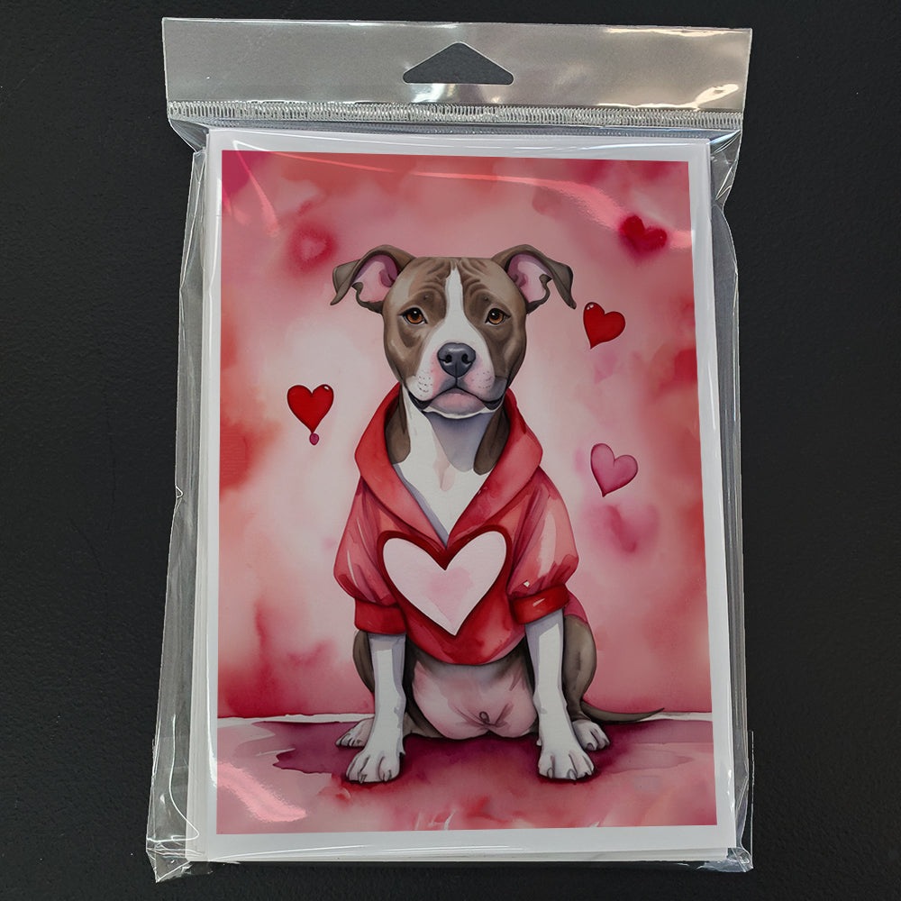 Pit Bull Terrier My Valentine Greeting Cards Pack of 8 Blank Cards with Envelopes Whimsical A7 Size 5x7