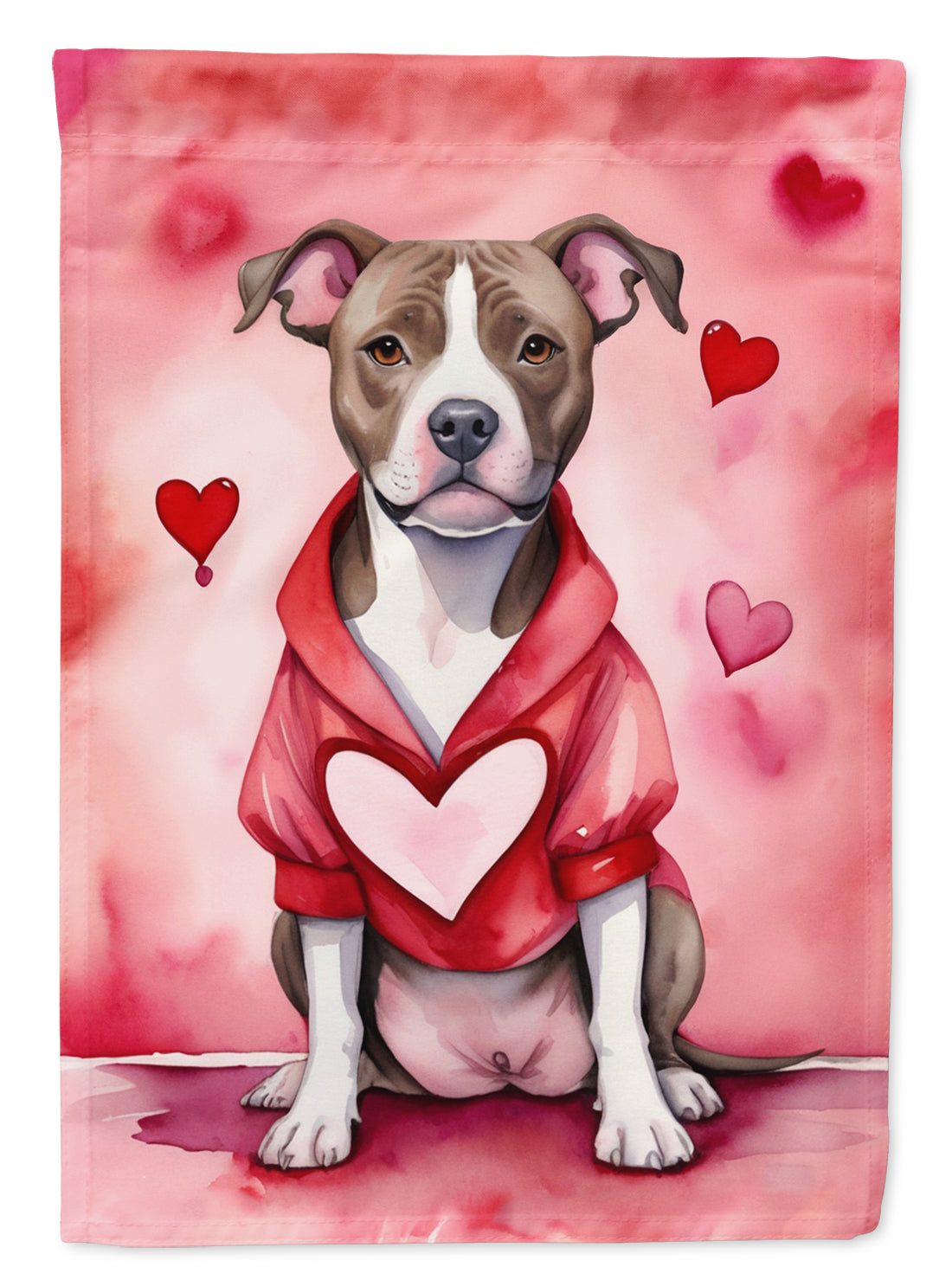 Pit Bull Terrier My Valentine Garden Flag Mailbox Decorative Yard Banner Outside Patio Artwork for Flower Beds, Garden Size, Multicolor