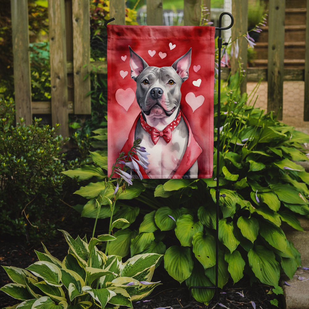Pit Bull Terrier My Valentine Garden Flag Mailbox Decorative Yard Banner Outside Patio Artwork for Flower Beds, Garden Size, Multicolor