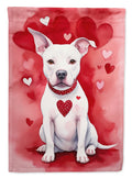 Pit Bull Terrier My Valentine House Flag 28x40 Porch Sleeve Pole Decorative Outside Yard Banner Artwork Wall Hanging, Polyester