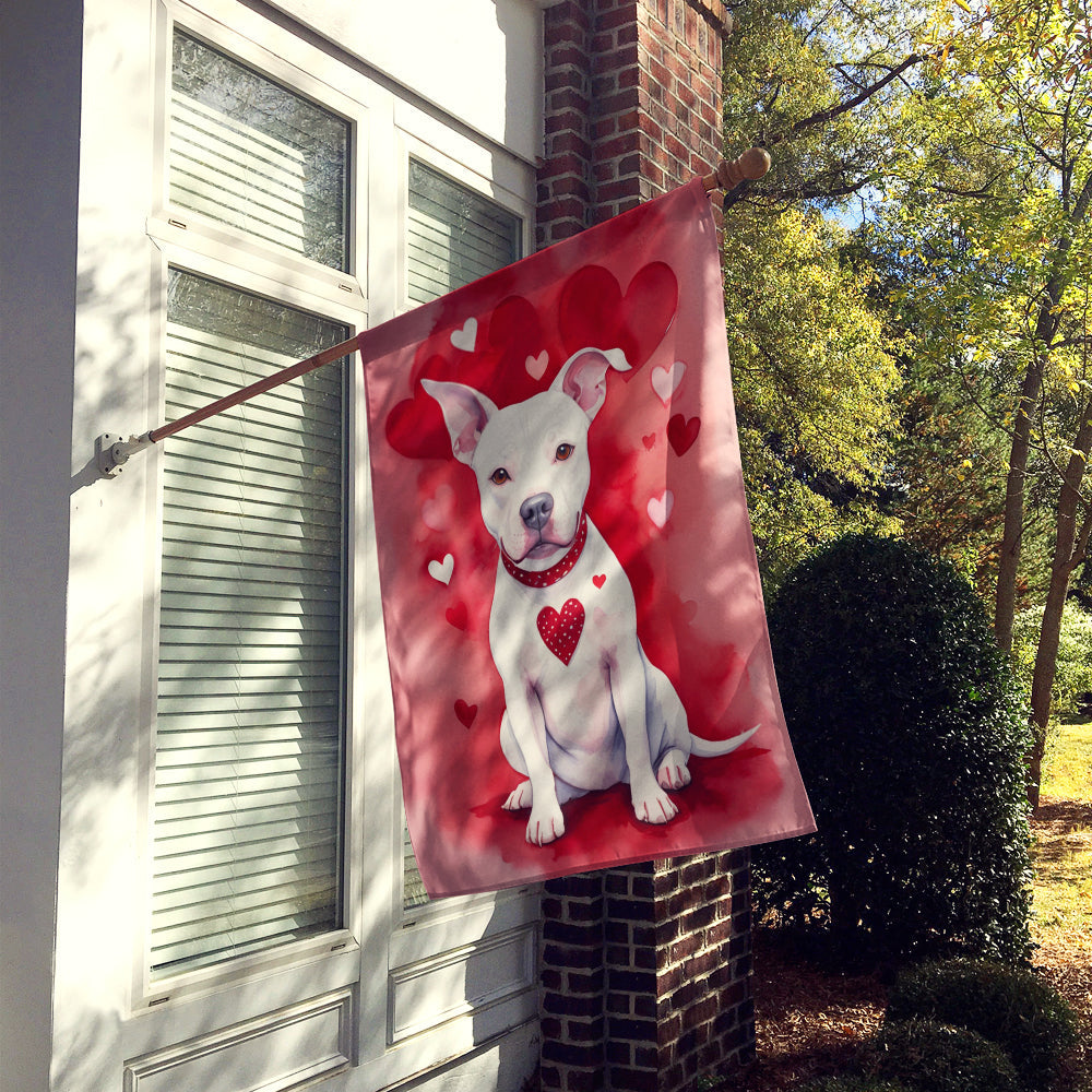 Pit Bull Terrier My Valentine House Flag 28x40 Porch Sleeve Pole Decorative Outside Yard Banner Artwork Wall Hanging, Polyester