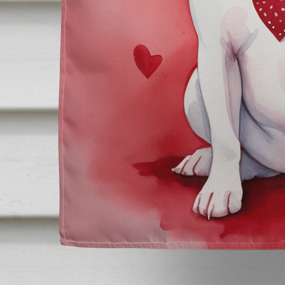 Pit Bull Terrier My Valentine House Flag 28x40 Porch Sleeve Pole Decorative Outside Yard Banner Artwork Wall Hanging, Polyester
