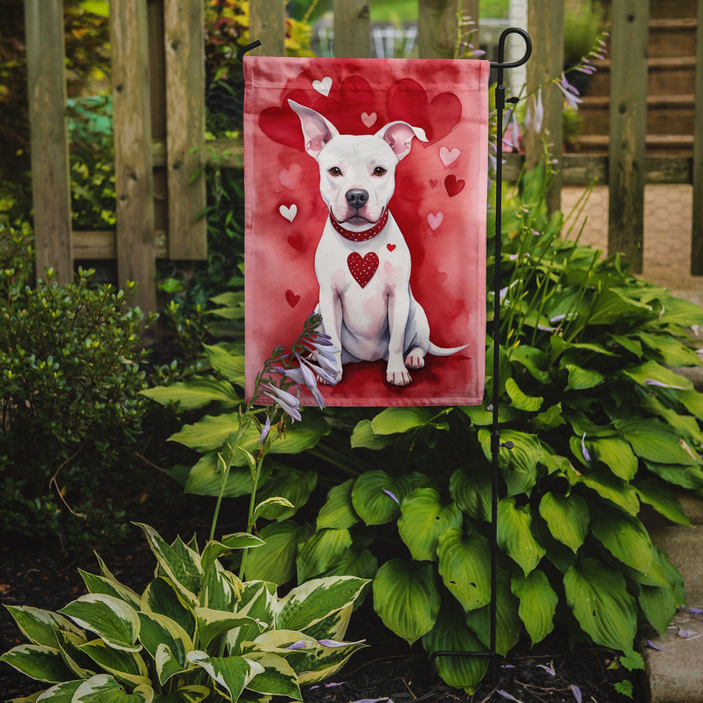 Pit Bull Terrier My Valentine Garden Flag Mailbox Decorative Yard Banner Outside Patio Artwork for Flower Beds, Garden Size, Multicolor