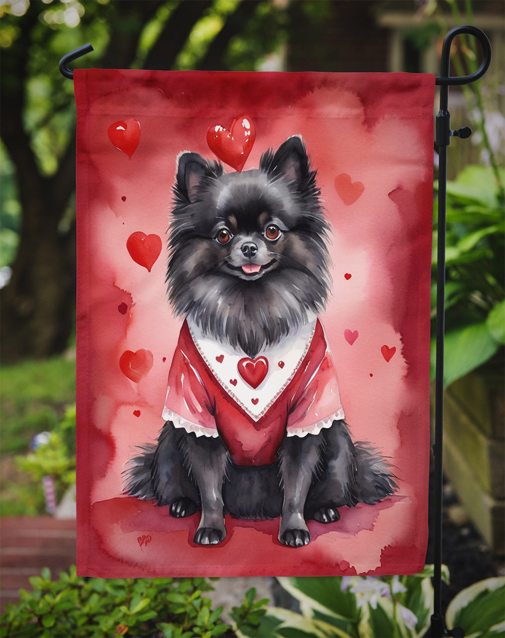Pomeranian My Valentine Garden Flag Mailbox Decorative Yard Banner Outside Patio Artwork for Flower Beds, Garden Size, Multicolor