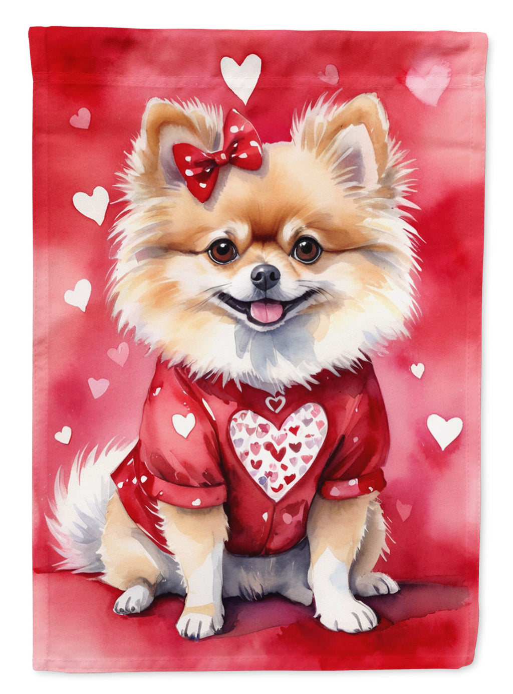 Pomeranian My Valentine Garden Flag Mailbox Decorative Yard Banner Outside Patio Artwork for Flower Beds, Garden Size, Multicolor