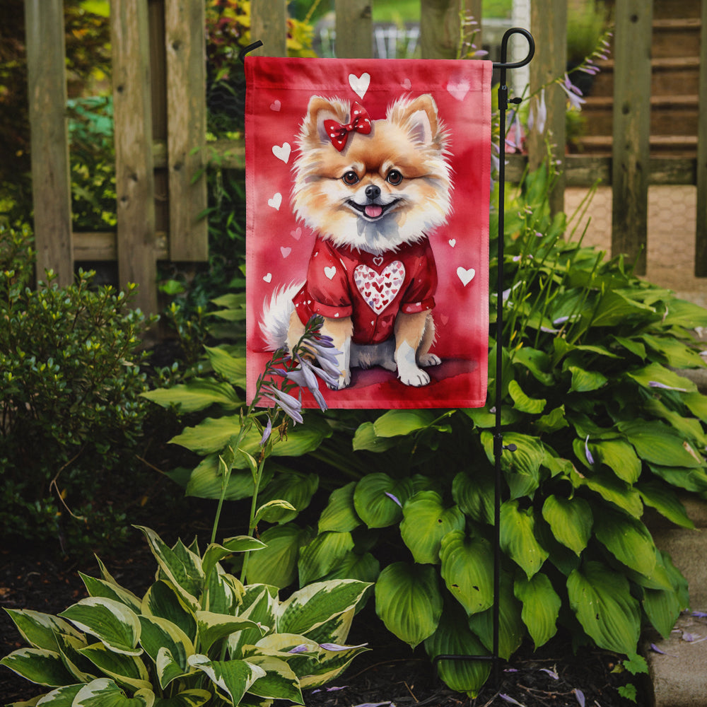 Pomeranian My Valentine Garden Flag Mailbox Decorative Yard Banner Outside Patio Artwork for Flower Beds, Garden Size, Multicolor
