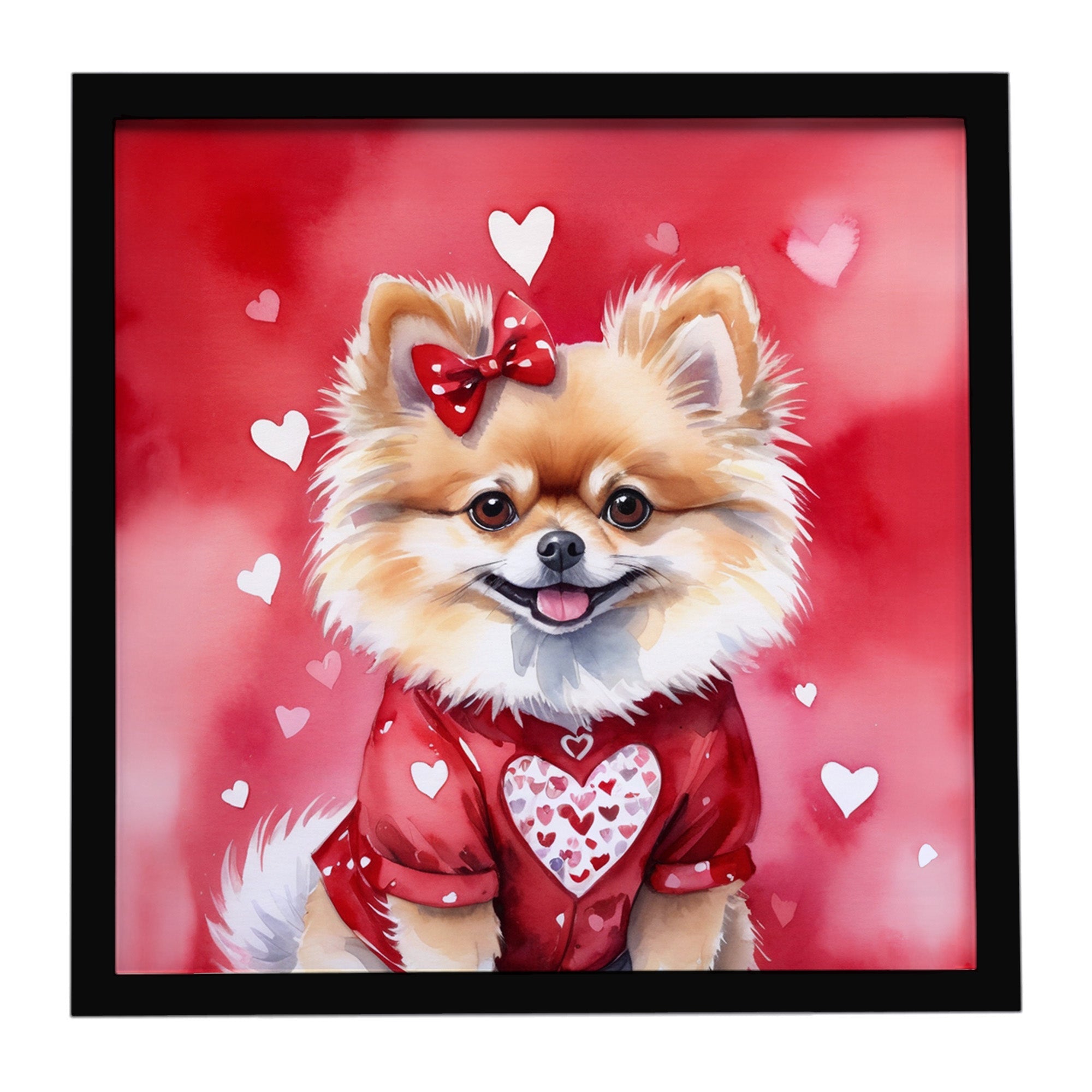 Pomeranian My Valentine Framed Metal Print Bathroom, Kitchen, Office, Home Decor Wall Art Ready to Hang, Square, 8X8