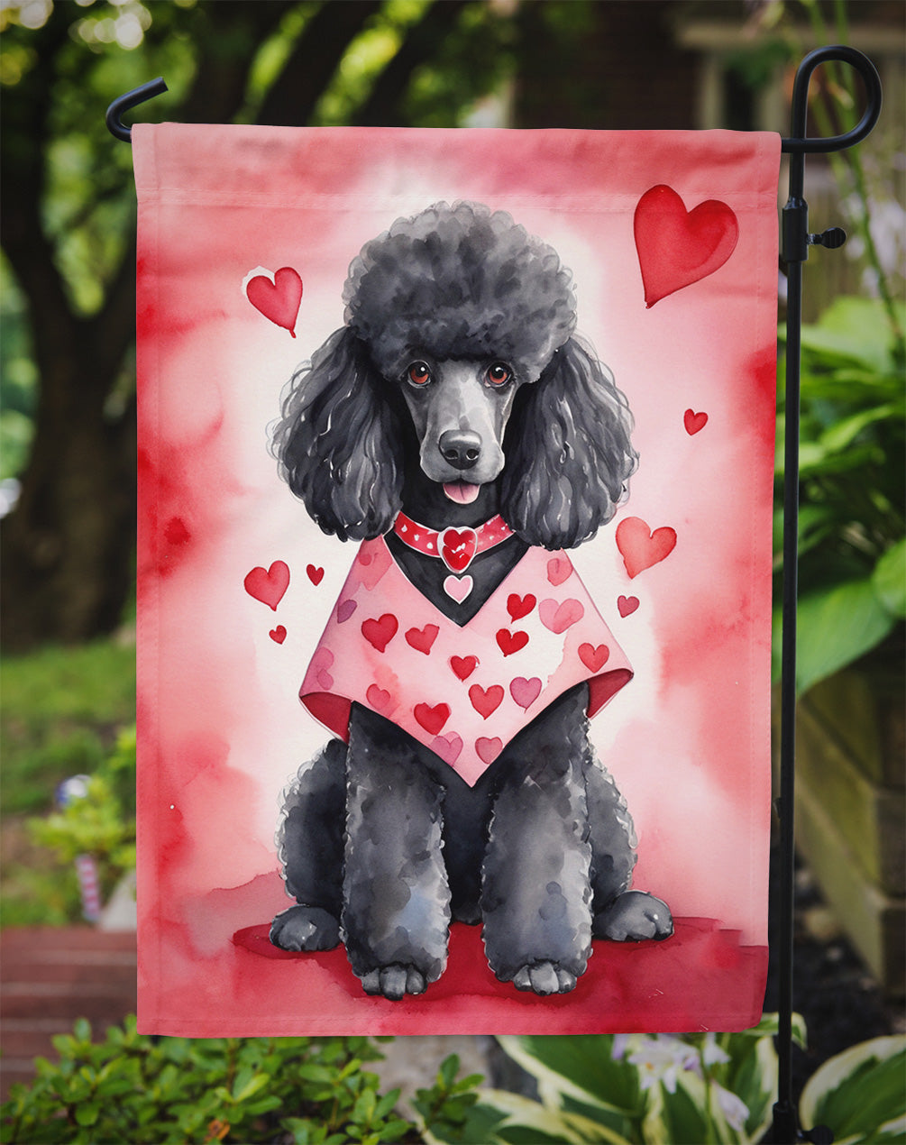 Black Poodle My Valentine Garden Flag Mailbox Decorative Yard Banner Outside Patio Artwork for Flower Beds, Garden Size, Multicolor