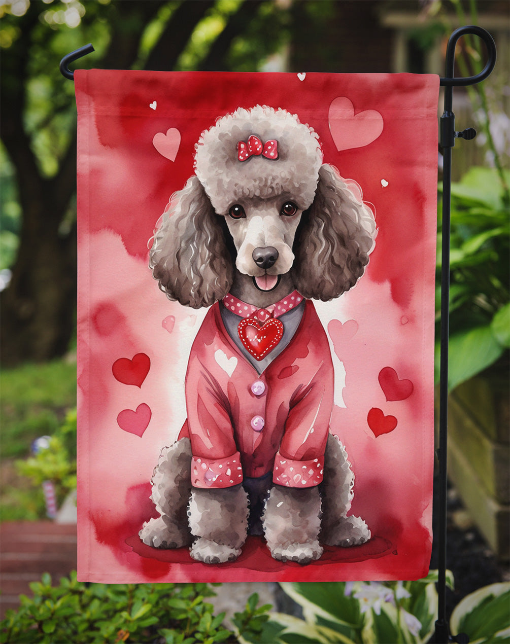 Chocolate Poodle My Valentine Garden Flag Mailbox Decorative Yard Banner Outside Patio Artwork for Flower Beds, Garden Size, Multicolor