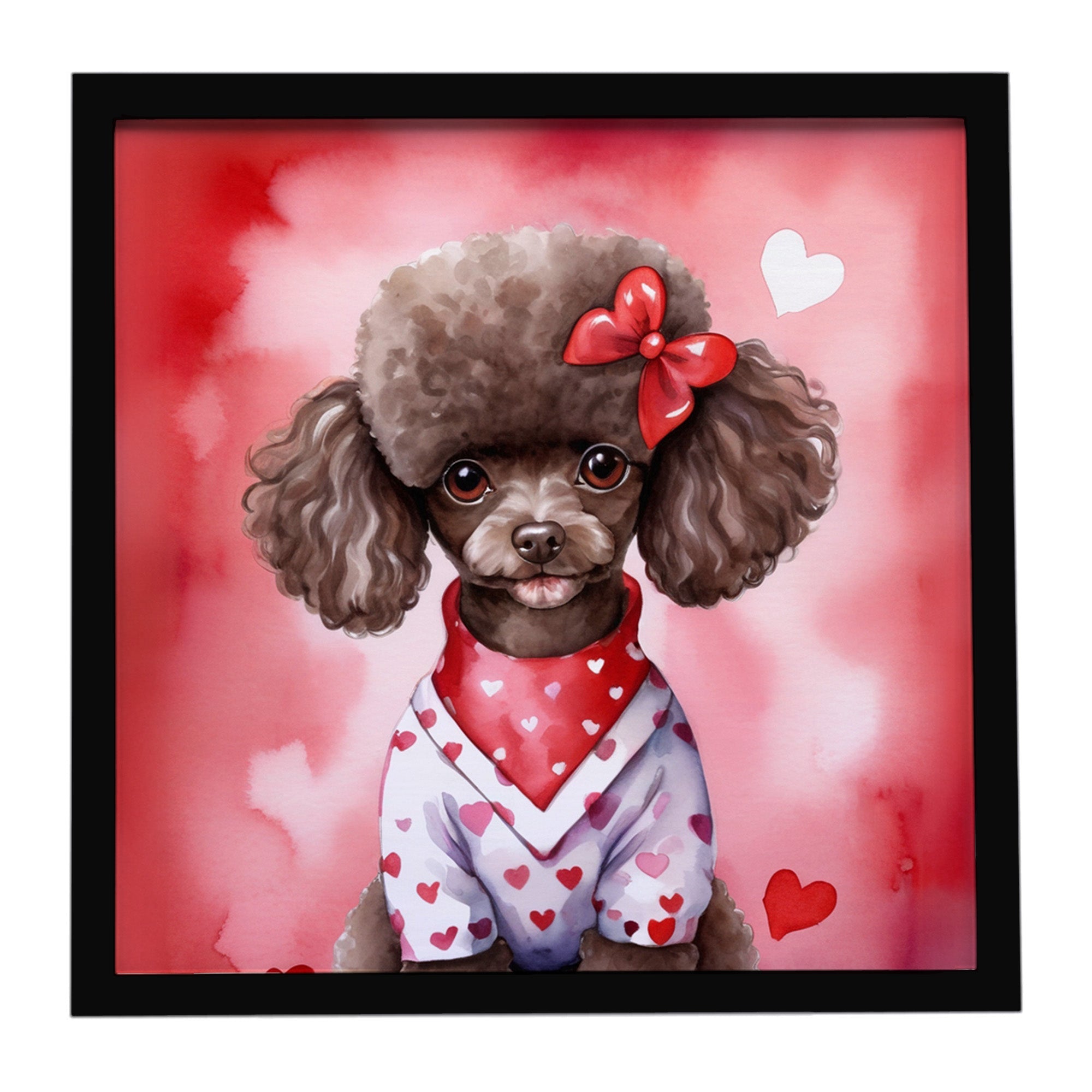 Chocolate Poodle My Valentine Framed Metal Print Bathroom, Kitchen, Office, Home Decor Wall Art Ready to Hang, Square, 8X8