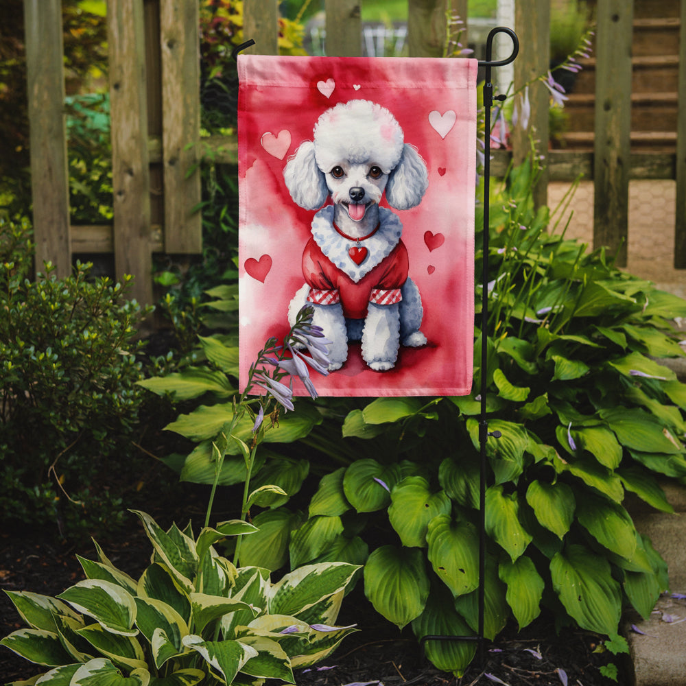 White Poodle My Valentine Garden Flag Mailbox Decorative Yard Banner Outside Patio Artwork for Flower Beds, Garden Size, Multicolor