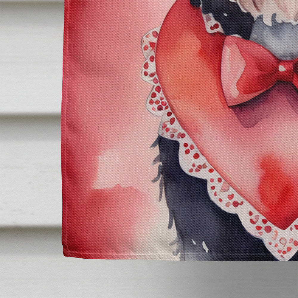 Portuguese Water Dog My Valentine House Flag 28x40 Porch Sleeve Pole Decorative Outside Yard Banner Artwork Wall Hanging, Polyester