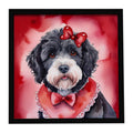 Portuguese Water Dog My Valentine Framed Metal Print Bathroom, Kitchen, Office, Home Decor Wall Art Ready to Hang, Square, 8X8