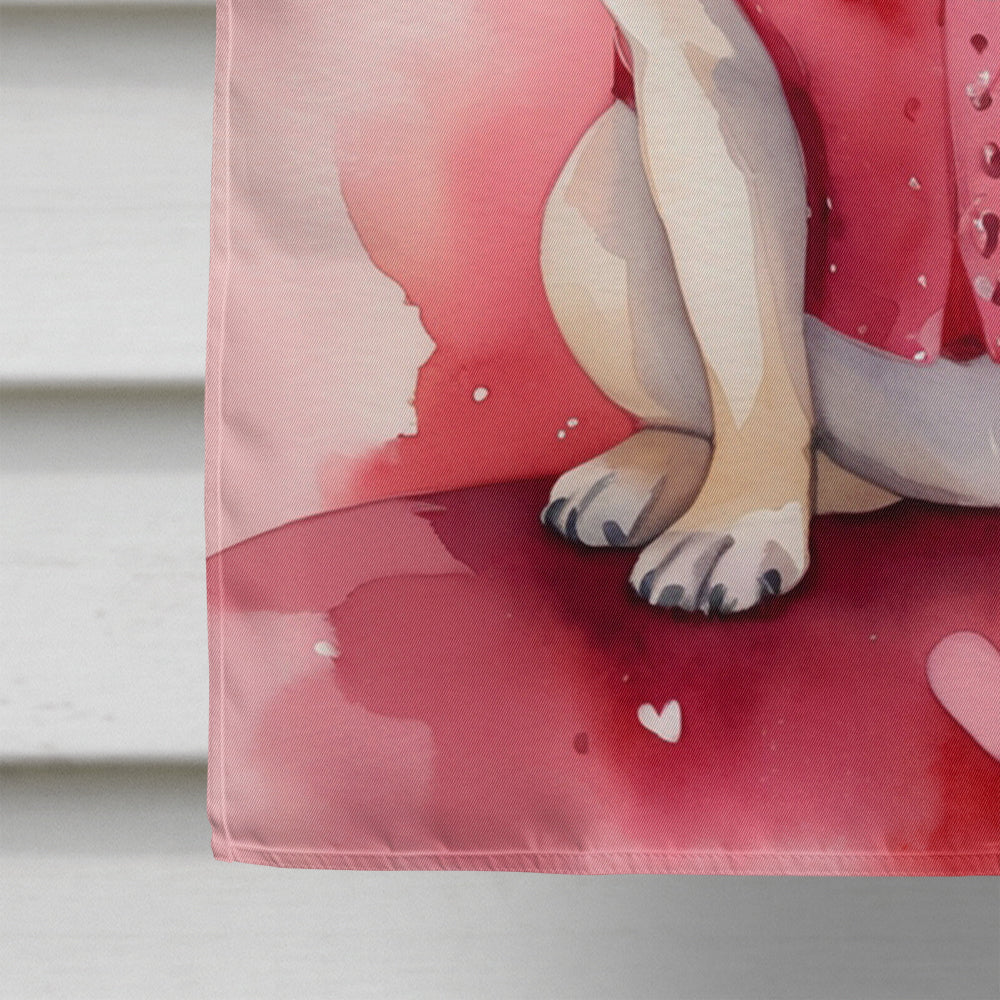 Pug My Valentine House Flag 28x40 Porch Sleeve Pole Decorative Outside Yard Banner Artwork Wall Hanging, Polyester