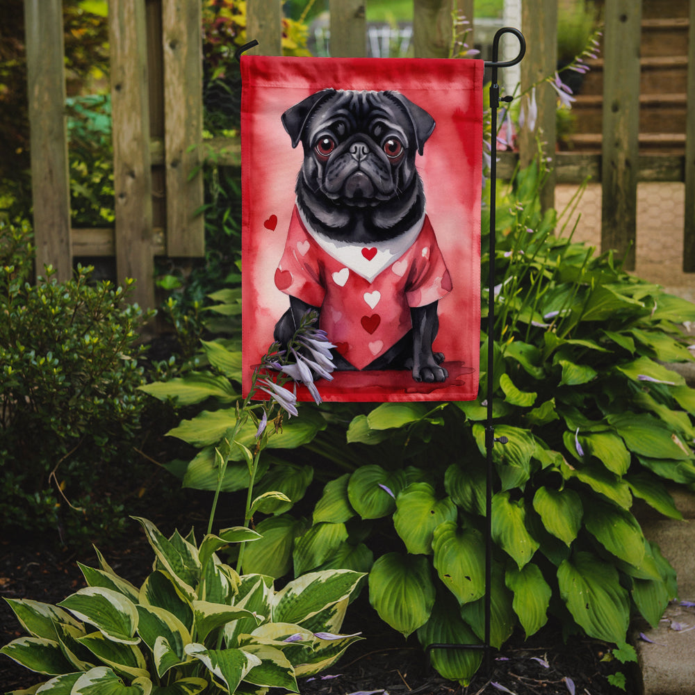 Pug My Valentine Garden Flag Mailbox Decorative Yard Banner Outside Patio Artwork for Flower Beds, Garden Size, Multicolor