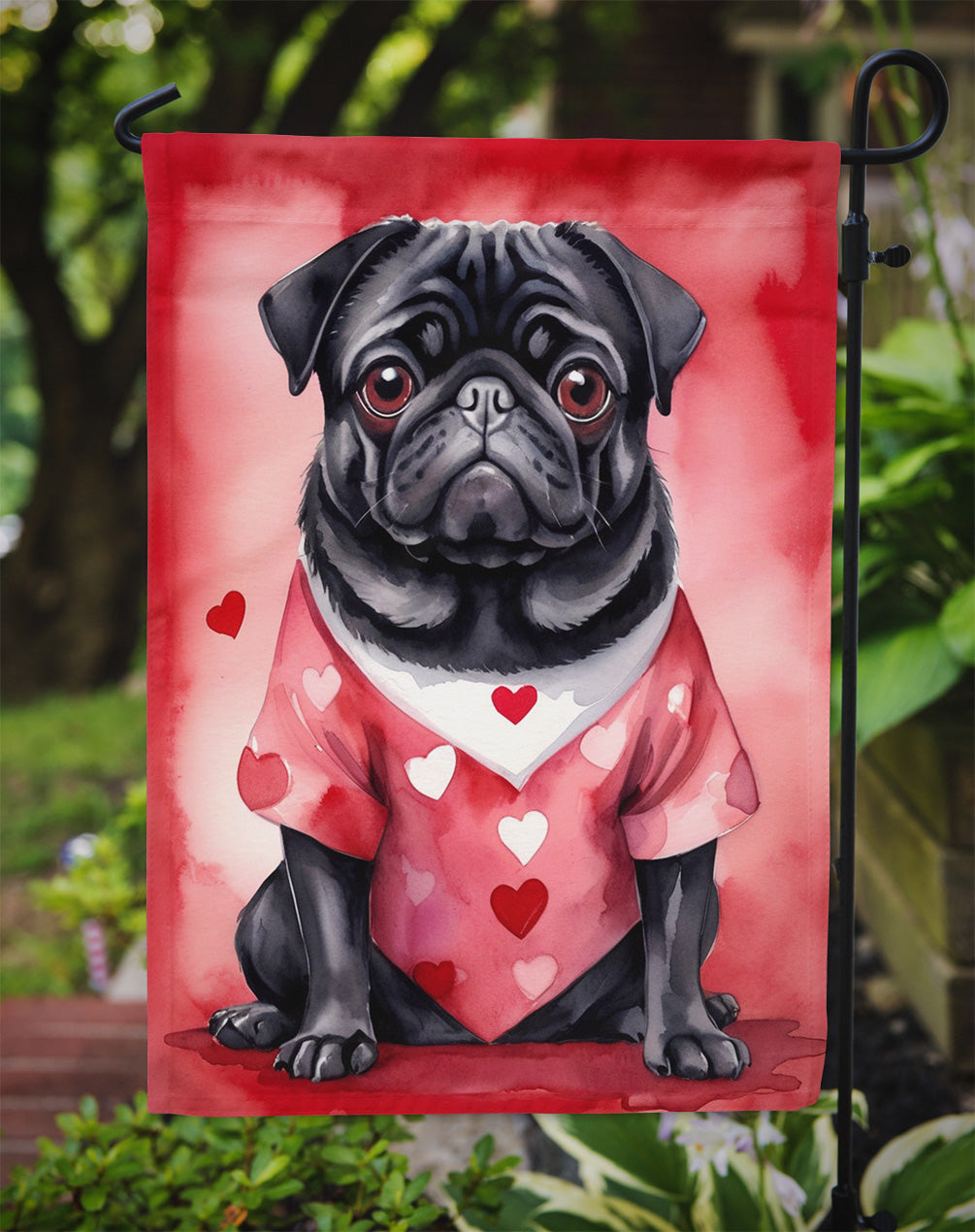 Pug My Valentine Garden Flag Mailbox Decorative Yard Banner Outside Patio Artwork for Flower Beds, Garden Size, Multicolor