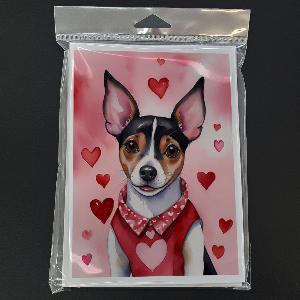 Rat Terrier My Valentine Greeting Cards Pack of 8 Blank Cards with Envelopes Whimsical A7 Size 5x7