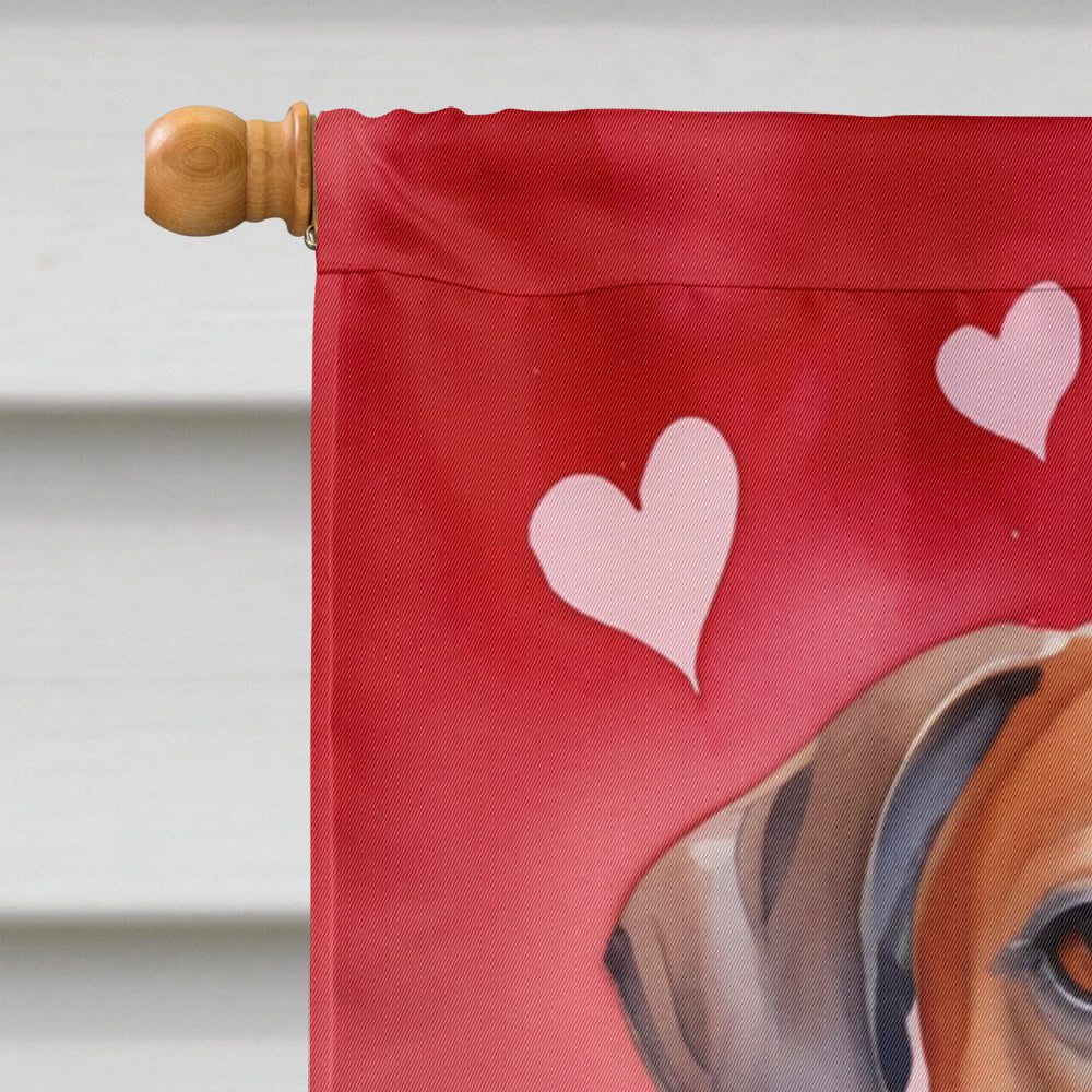Rhodesian Ridgeback My Valentine House Flag 28x40 Porch Sleeve Pole Decorative Outside Yard Banner Artwork Wall Hanging, Polyester