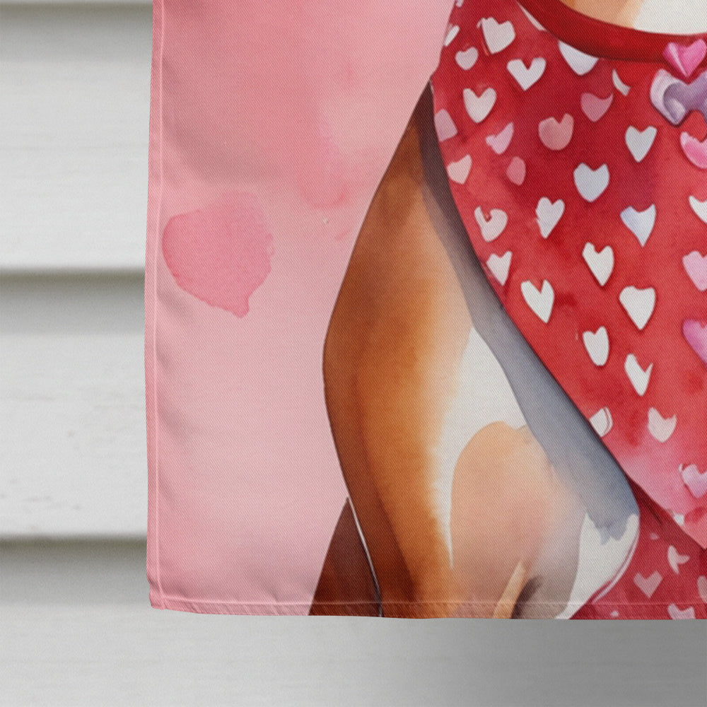 Rhodesian Ridgeback My Valentine House Flag 28x40 Porch Sleeve Pole Decorative Outside Yard Banner Artwork Wall Hanging, Polyester
