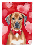 Rhodesian Ridgeback My Valentine House Flag 28x40 Porch Sleeve Pole Decorative Outside Yard Banner Artwork Wall Hanging, Polyester