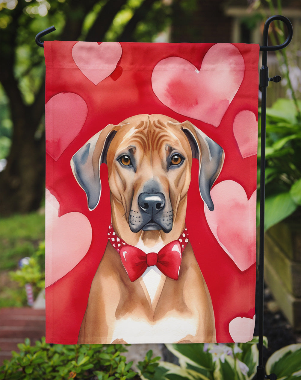 Rhodesian Ridgeback My Valentine Garden Flag Mailbox Decorative Yard Banner Outside Patio Artwork for Flower Beds, Garden Size, Multicolor