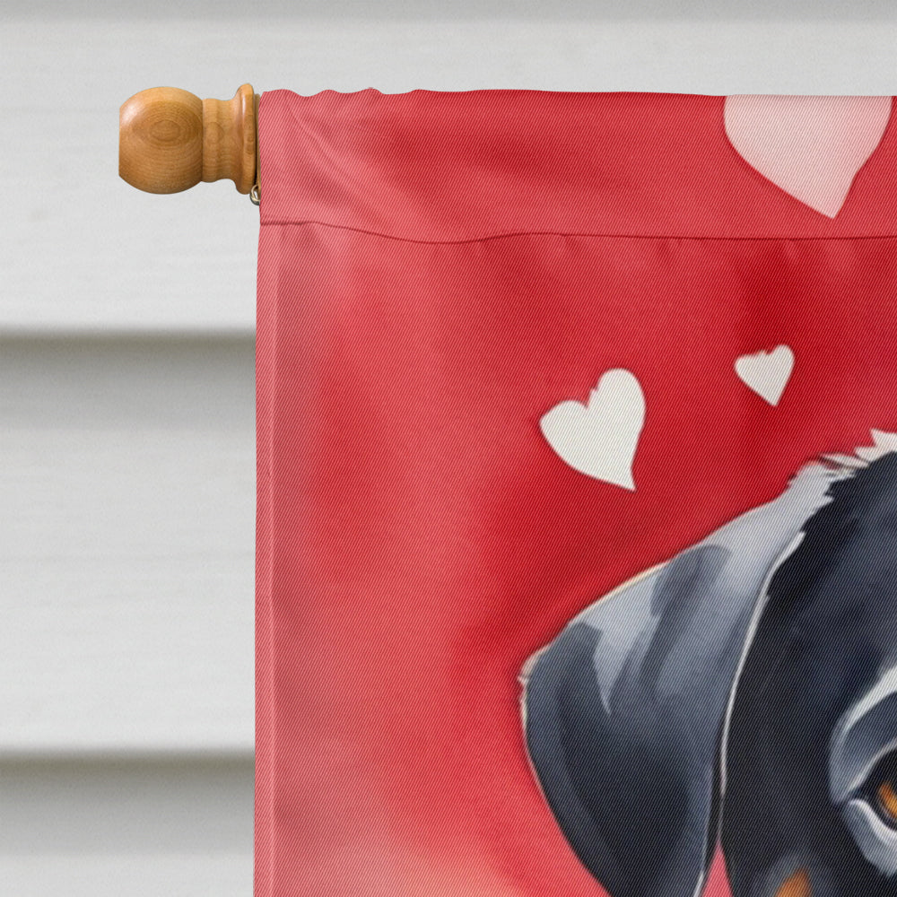 Rottweiler My Valentine House Flag 28x40 Porch Sleeve Pole Decorative Outside Yard Banner Artwork Wall Hanging, Polyester
