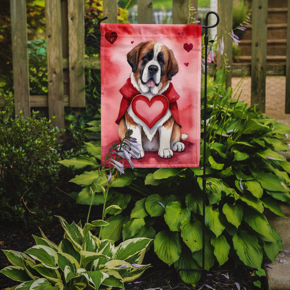 Saint Bernard My Valentine Garden Flag Mailbox Decorative Yard Banner Outside Patio Artwork for Flower Beds, Garden Size, Multicolor