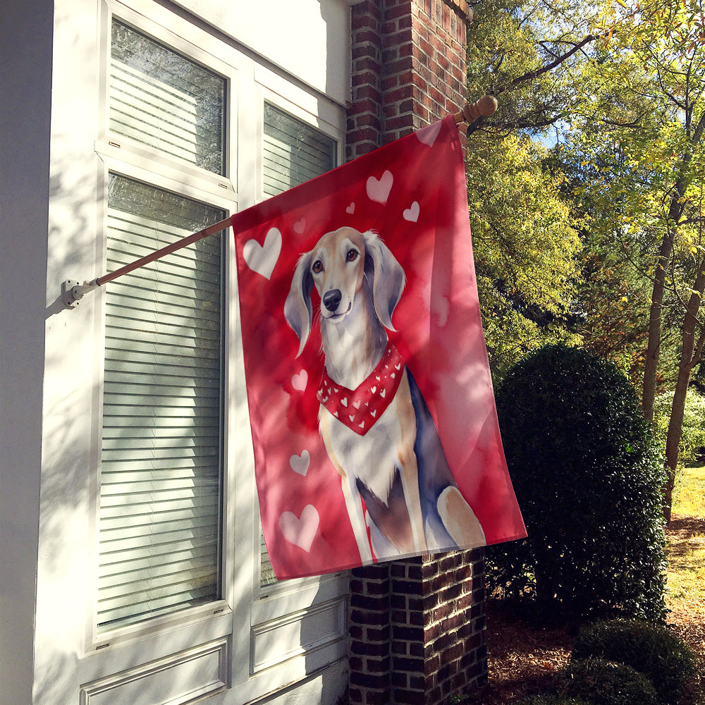 Saluki My Valentine House Flag 28x40 Porch Sleeve Pole Decorative Outside Yard Banner Artwork Wall Hanging, Polyester