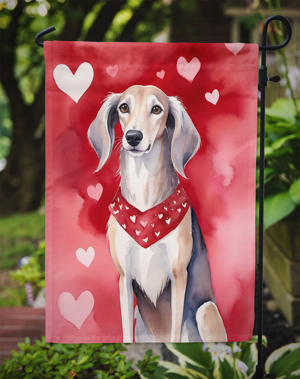 Saluki My Valentine Garden Flag Mailbox Decorative Yard Banner Outside Patio Artwork for Flower Beds, Garden Size, Multicolor