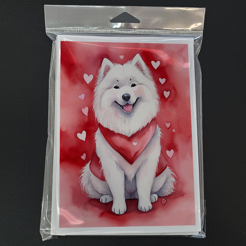 Samoyed My Valentine Greeting Cards Pack of 8 Blank Cards with Envelopes Whimsical A7 Size 5x7