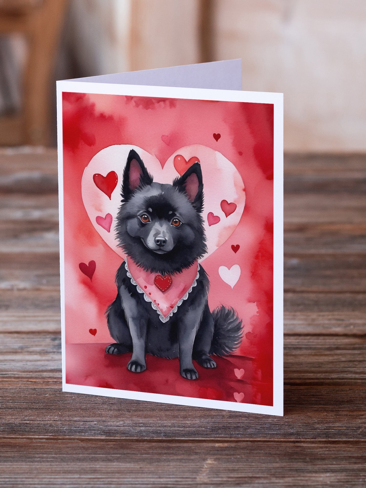 Schipperke My Valentine Greeting Cards Pack of 8 Blank Cards with Envelopes Whimsical A7 Size 5x7