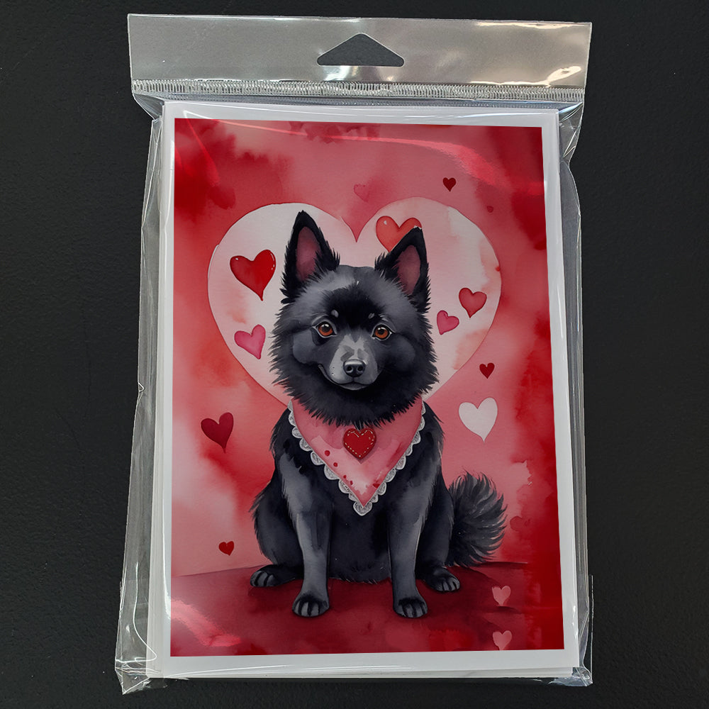 Schipperke My Valentine Greeting Cards Pack of 8 Blank Cards with Envelopes Whimsical A7 Size 5x7