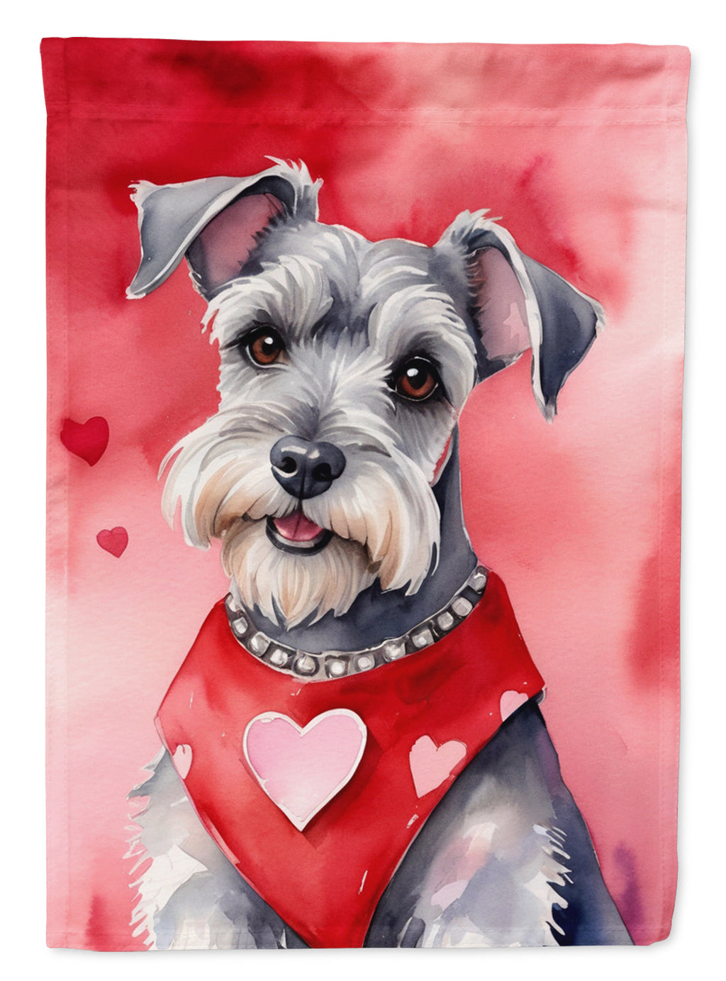 Schnauzer My Valentine House Flag 28x40 Porch Sleeve Pole Decorative Outside Yard Banner Artwork Wall Hanging, Polyester