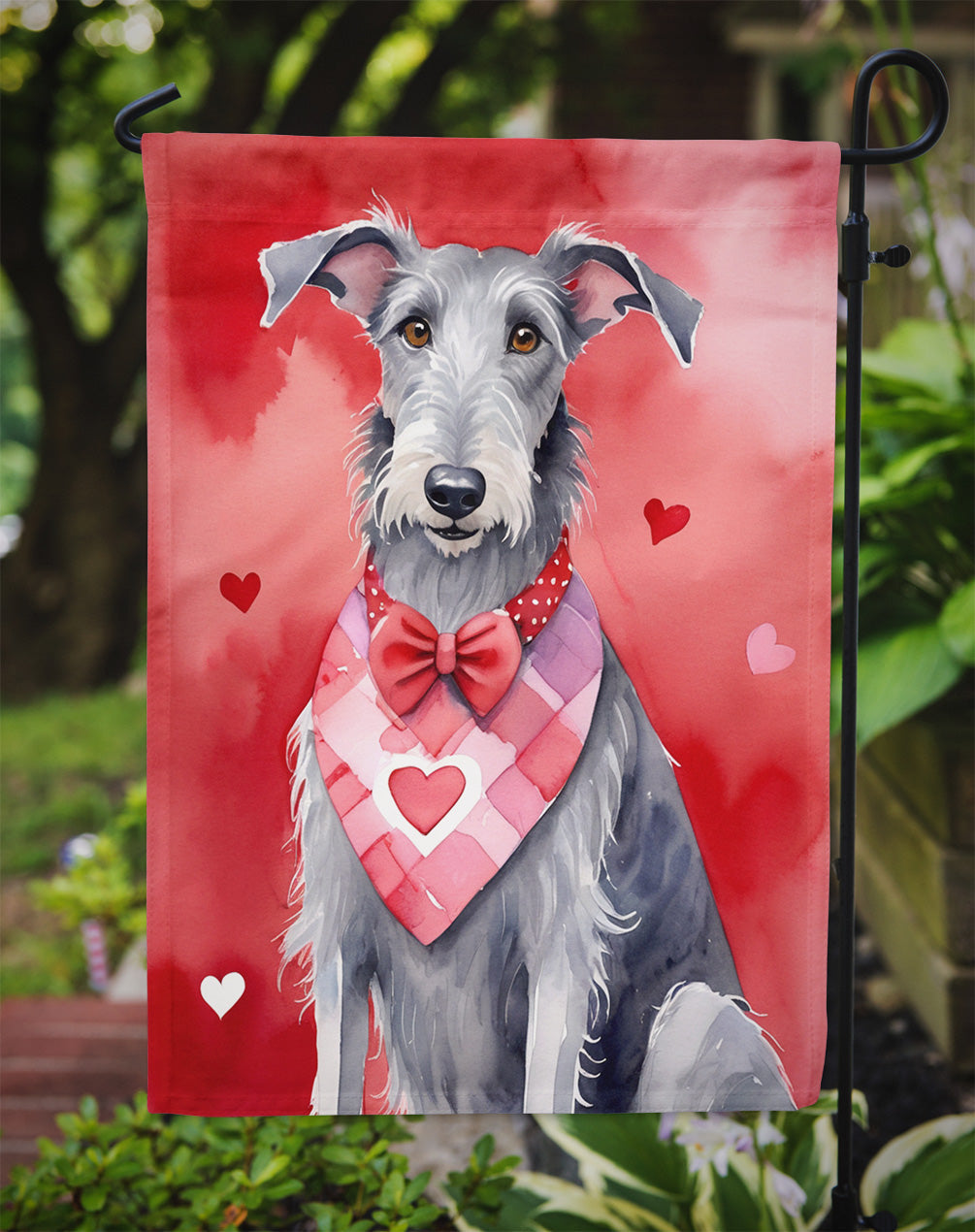 Scottish Deerhound My Valentine Garden Flag Mailbox Decorative Yard Banner Outside Patio Artwork for Flower Beds, Garden Size, Multicolor