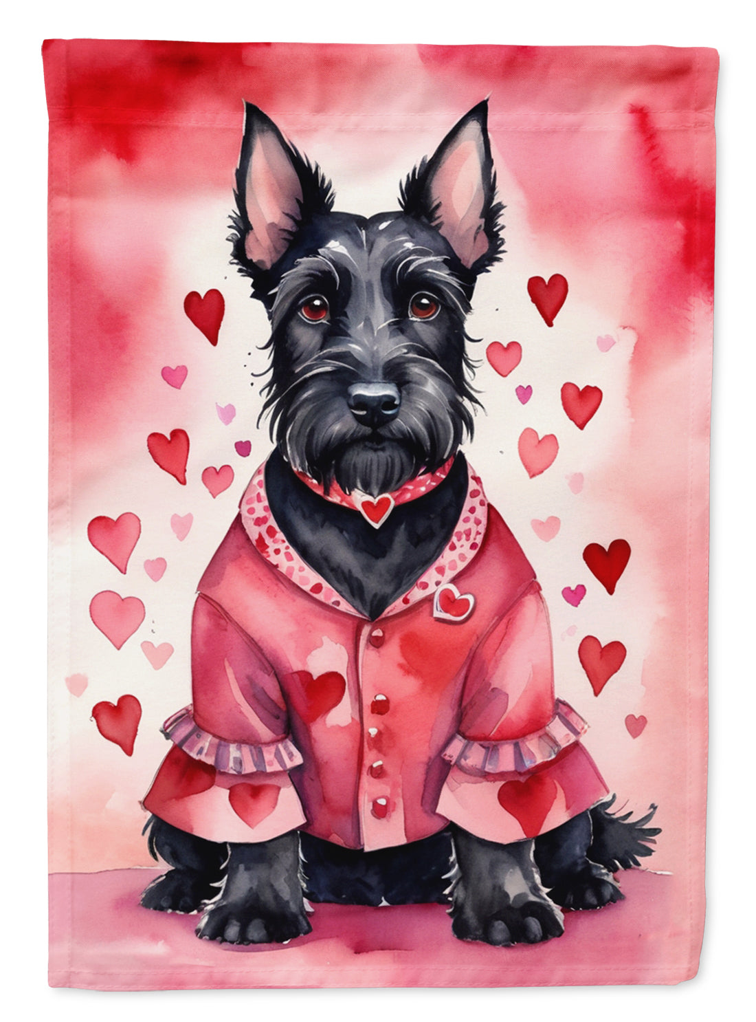 Scottish Terrier My Valentine House Flag 28x40 Porch Sleeve Pole Decorative Outside Yard Banner Artwork Wall Hanging, Polyester