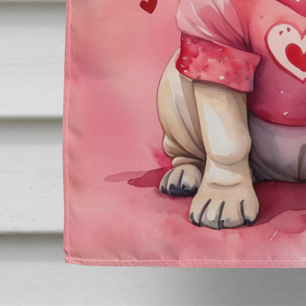 Shar Pei My Valentine House Flag 28x40 Porch Sleeve Pole Decorative Outside Yard Banner Artwork Wall Hanging, Polyester