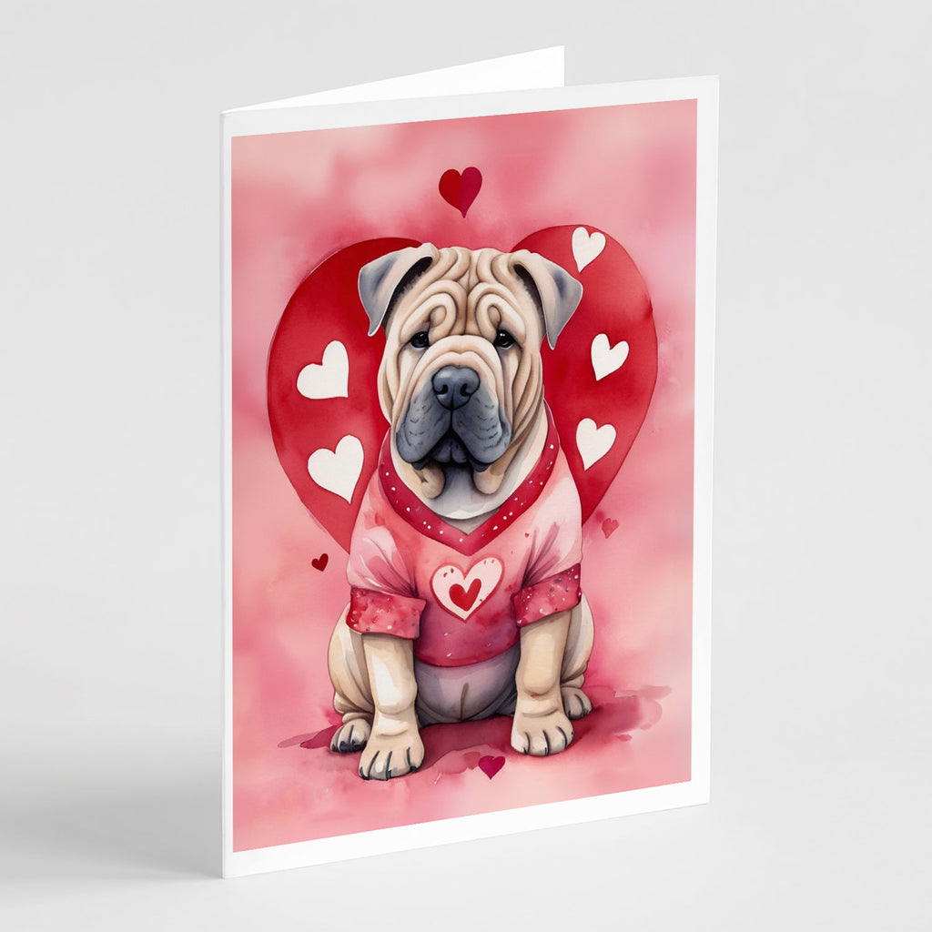 Shar Pei My Valentine Greeting Cards Pack of 8 Blank Cards with Envelopes Whimsical A7 Size 5x7