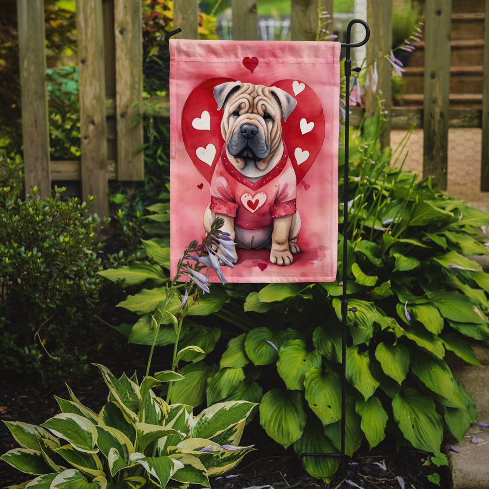 Shar Pei My Valentine Garden Flag Mailbox Decorative Yard Banner Outside Patio Artwork for Flower Beds, Garden Size, Multicolor