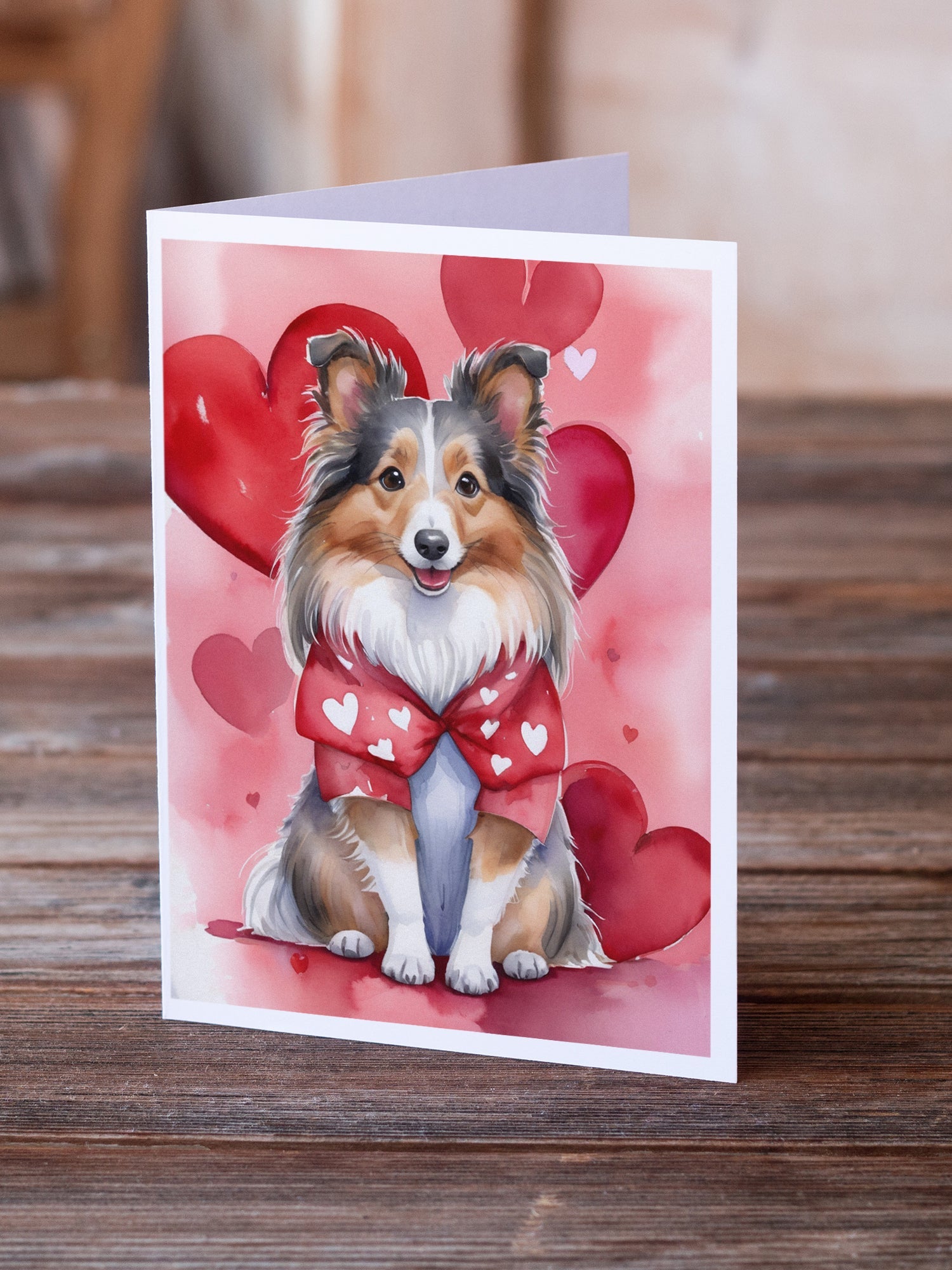Sheltie My Valentine Greeting Cards Pack of 8 Blank Cards with Envelopes Whimsical A7 Size 5x7