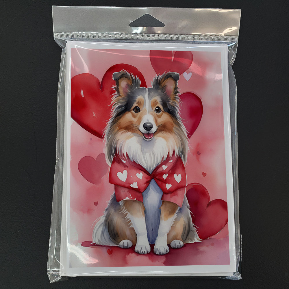Sheltie My Valentine Greeting Cards Pack of 8 Blank Cards with Envelopes Whimsical A7 Size 5x7