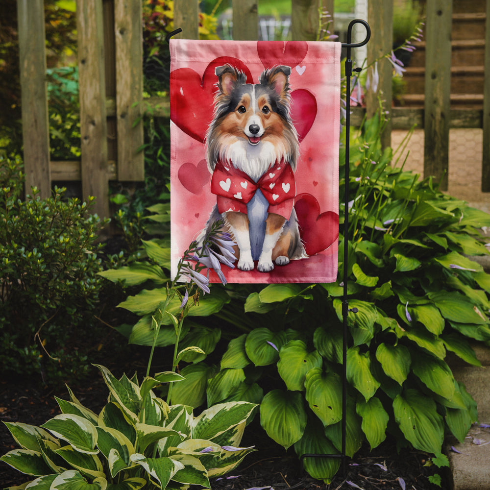 Sheltie My Valentine Garden Flag Mailbox Decorative Yard Banner Outside Patio Artwork for Flower Beds, Garden Size, Multicolor