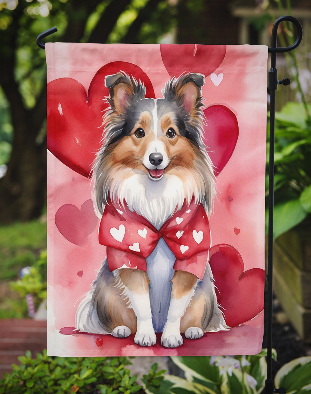 Sheltie My Valentine Garden Flag Mailbox Decorative Yard Banner Outside Patio Artwork for Flower Beds, Garden Size, Multicolor