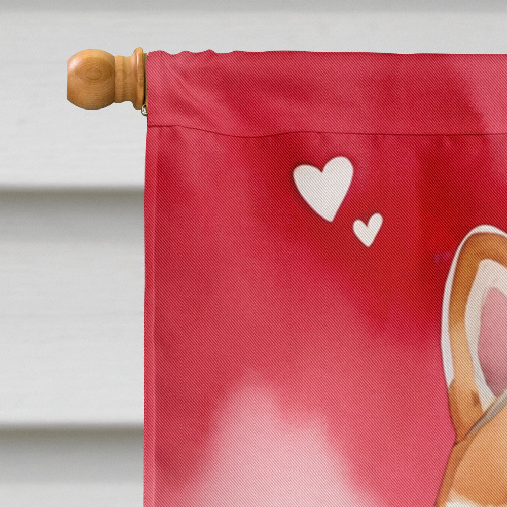 Shiba Inu My Valentine House Flag 28x40 Porch Sleeve Pole Decorative Outside Yard Banner Artwork Wall Hanging, Polyester